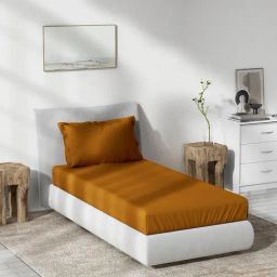 DDecor Solid Orange 180 TC Cotton Single Bedsheet with 1 Pillow Cover-picture-47