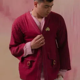 Lafaani Maroon Phosphene Unisex Haori-picture-2