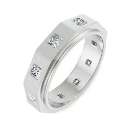 EMORI White Gold Elijah Princess Cut Wedding Band-image-33