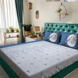 Klotthe Blue 400 TC Cotton Double Book Fold Bedsheet with 2 Pillow Covers-image-52