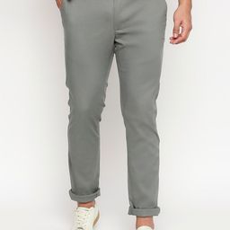 Basics Men Green Tapered Fit Solid Regular Trousers-image-80