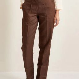 Patrah Brown Kala Cotton Collection Straight Fit Linen Pants-image-21