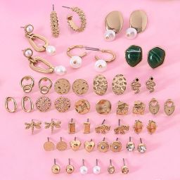 Zaveri Pearls Gold Tone Set of 25 Stud Drop & Semi-Hoops Earrings-ZPFK17711 image 1