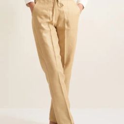 Patrah Khaki Kala Cotton Collection Herringbone Linen Pant-image-62