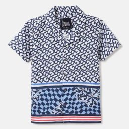 Blue Giraffe Boys Multi Pure Cotton Print Shirt-picture-22