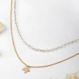 Joker & Witch Beaded Wing Layered Golden Princess Necklaces-image-1