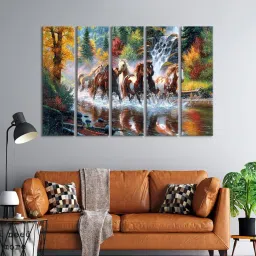 999Store Printed Multicolor MDF 5 Panels Wall Art image 1