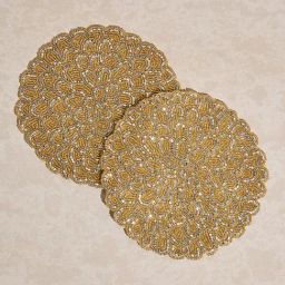 Westside Home Gold Beaded Embellished Trivet (Set of 2)-image-83