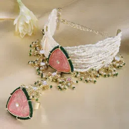 Zaveri Pearls Pink & Green Multistrand Pearls Bridal Hand Harness-ZPFK15150-image-38