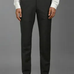 Louis Philippe Grey Slim Fit Texture Trousers-picture-4