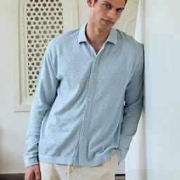 Andamen Monsoon Blue Cotton Relaxed Fit Shirt-image-86