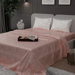 Stoa Paris Elegance Peach Polyester 300 TC Sateen King Size Bed Sheet With 2 Pillow Covers-image-22
