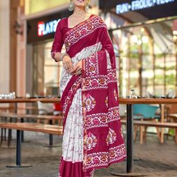 PEENGAX Ethnic Motif Printed Zari Pure Cotton Bagru Saree-image-87