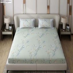 Monte Carlo Vibrant Green Polyester 130 TC Queen Bedsheet with 2 Pillow Covers-image-37