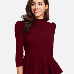 LONDON BELLY Maroon Peplum Top-picture-56