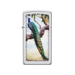 Zippo Chrome Brass Slim Peacock Design Windproof Pocket Lighter-image-95