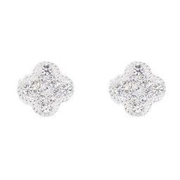 Forever New Silver & Crystal Fern Flower Stud Earrings-29