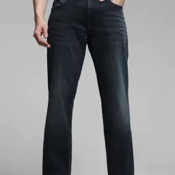 Jack & Jones Dark Blue Cotton Bootcut Jeans-image-49