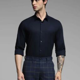 Jack & Jones Blue Cotton Slim Fit Shirt-image-72