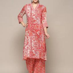 Biba Pink Printed Kurta Palazzo Set-image-102