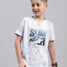 Monte Carlo Kids White & Blue Printed T-Shirt-image-61
