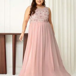 Miss Chase A+ Pink Embroidered A-Line Dress-image-25