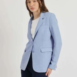 Fablestreet Blue Linen Regular Fit Blazer-image-26