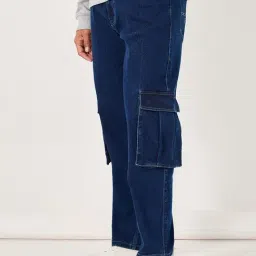 Styli Navy Cotton Relaxed Fit Cargo Jeans-picture-41
