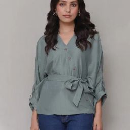 aarke Ritu Kumar Sage Green Relaxed Fit Top-image-92