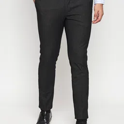 Basics Men Grey Tapered Fit Solid Formal Trousers-image-94
