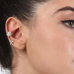 Zaveri Pearls Set of 2 Rose Gold Cubic Zirconia Brass Ear Cuff Ear Cuff Earrings-ZPFK15122-15
