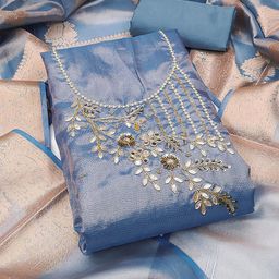 SAINOOR Embellished Semi-Stitched Dress Material-image-81