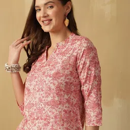 Anouk Rustic Floral Print Mandarin Collar Top-picture-29