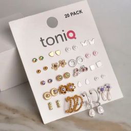 ToniQ Stylish Gold-Plated Floral Stud Hoop & Drop Earrings for Women - Set of 20-image-54
