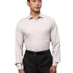 Park Avenue Fawn Slim Fit Self Design Cotton Shirt-image-68