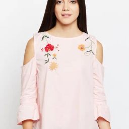 Oxolloxo Peach Cotton Embroidered Top-image-80