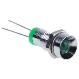 RS PRO Green Panel Mount Indicator 2V DC, Mounting Hole Size 8 mm, Termination Type Solder Tab, Model No 207832-10