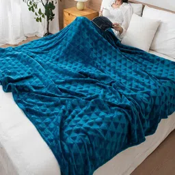 HOKIPO Teal Fleece AC Room 210 GSM Double Bed Blanket-picture-39