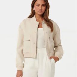 Forever New Beige Regular Fit Bomber Jacket-image-19