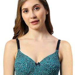Smarty Pants Blue & Black Printed Full Coverage T-Shirt Bra-picture-7