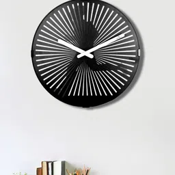 Horo White & Black Handcrafted Round Solid 30 cm Analogue Table Clock-8