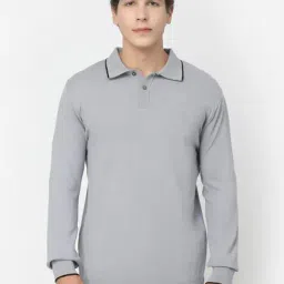 Kalt Men Full Sleeves Polo Collar Cotton T-Shirt-image-77