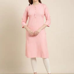 SHOWOFF Pink Regular Fit Kurta-image-25