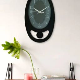 CHRONIKLE Oval Black Plastic Wall Clock-15