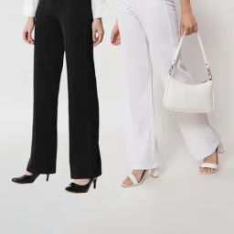 Kotty Black & White Solid High rise Trousers (Pack Of 2)-image-42