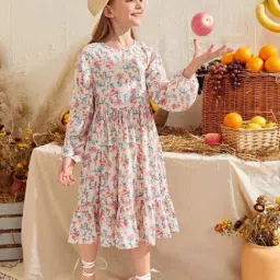 Bolly Lounge Girls White Floral Party Dress-picture-5