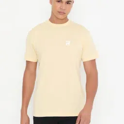 RIVOLTA Light Yellow Slim Fit Cotton Crew T-Shirt-picture-37
