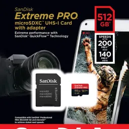 SanDisk 512GB Extreme Pro microSD UHS I Card (Red/Black) image 4