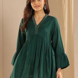 Libas Green Solid Kurti-image-46