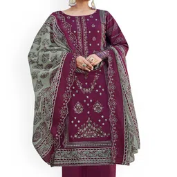 DRAVINAM Trends Embroidered Pure Cotton Unstitched Dress Material-picture-47